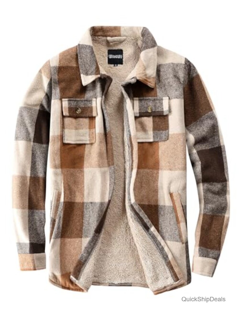 Women's Sherpa Lined Flannel Shirt Jacket Plaid Button Long Sleeve Coat